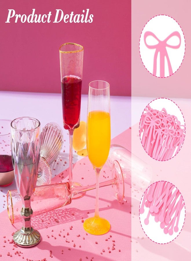 Yuanchu 30 Pack Coquette Acrylic Bow Drink Stirrers, Pink Swizzle Sticks for Cocktail Coffee Reusable Stirrers for Bachelorette Wedding Bridal Shower Party Decorations Supplies(Pink) - Image 5